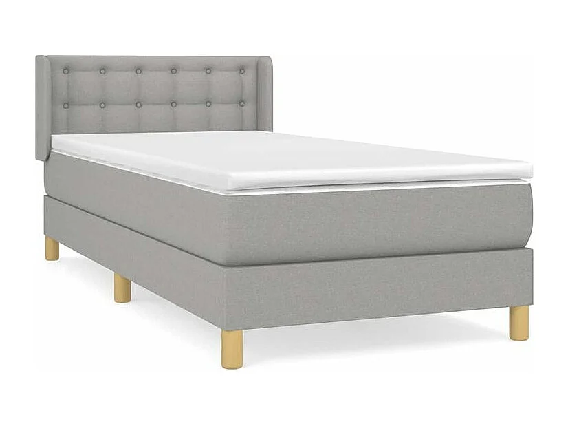 Sommier à lattes de lit avec matelas Gris clair 90x200 Tissu