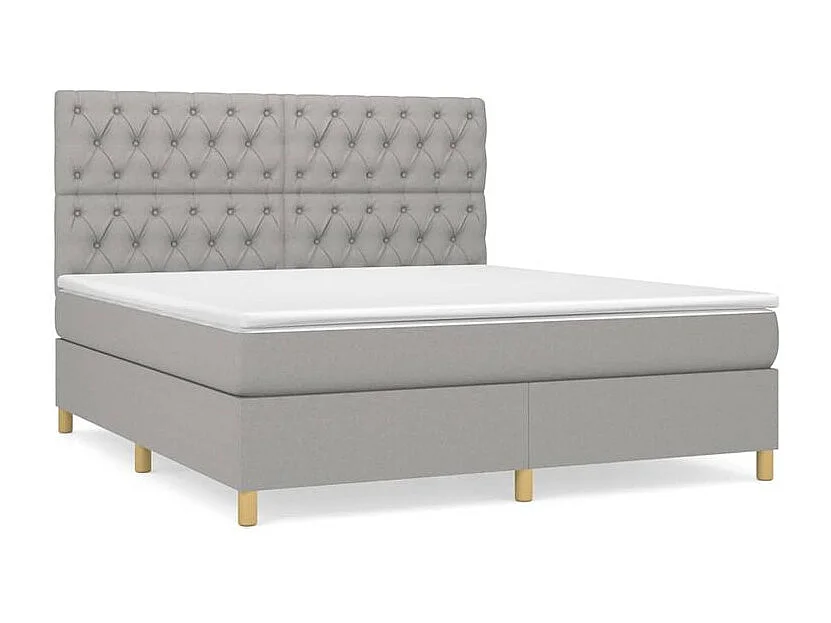 Sommier à lattes de lit avec matelas Gris clair 160x200 Tissu