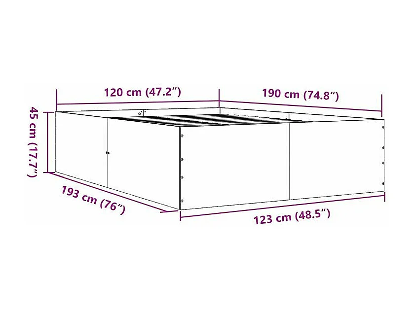 Cadre de lit noir 120x190 bois d'ingénierie