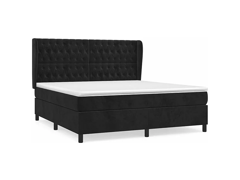 Sommier à lattes de lit et matelas Noir 160x200 Velours