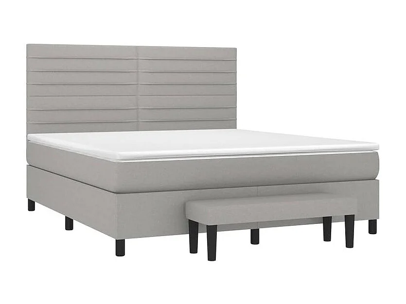 Sommier à lattes de lit avec matelas Gris clair 180x200 Tissu