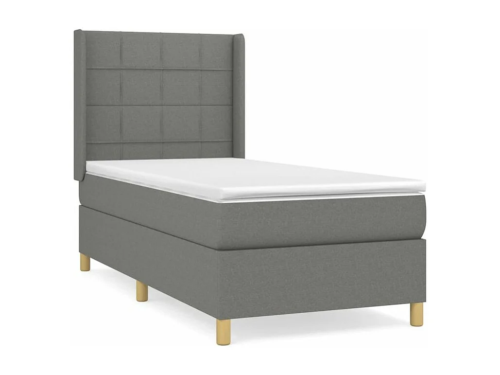 Sommier à lattes de lit avec matelas Gris foncé 100x200 Tissu