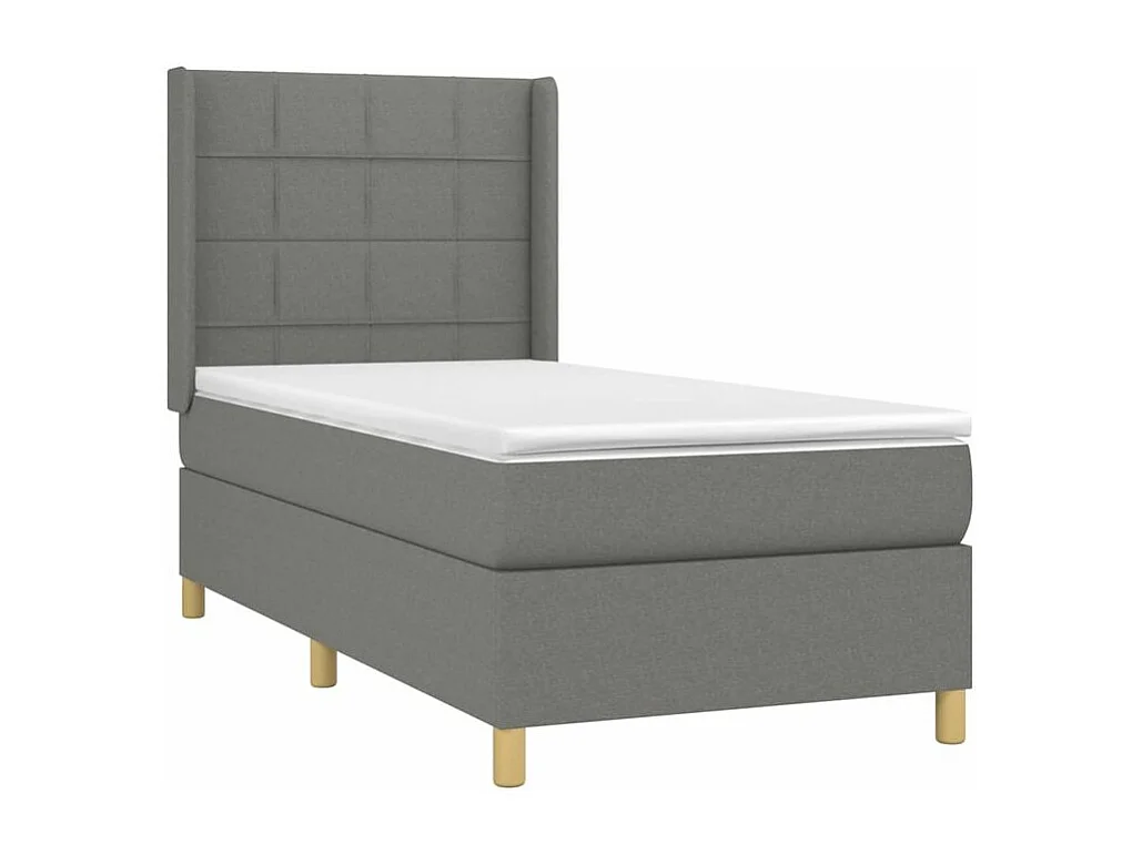 Sommier à lattes de lit avec matelas Gris foncé 100x200 Tissu