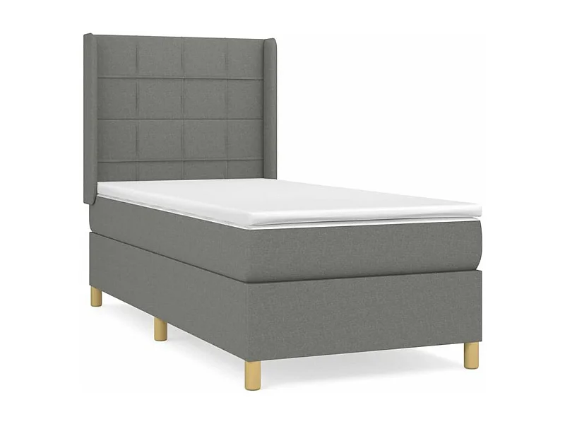 Sommier à lattes de lit avec matelas Gris foncé 100x200 Tissu