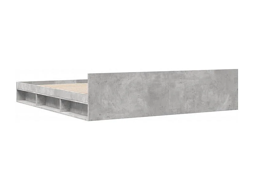 Cadre de lit et tiroirs gris béton 200x200 bois d'ingénierie