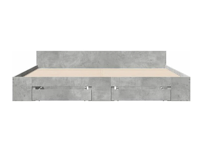 Cadre de lit et tiroirs gris béton 200x200 bois d'ingénierie