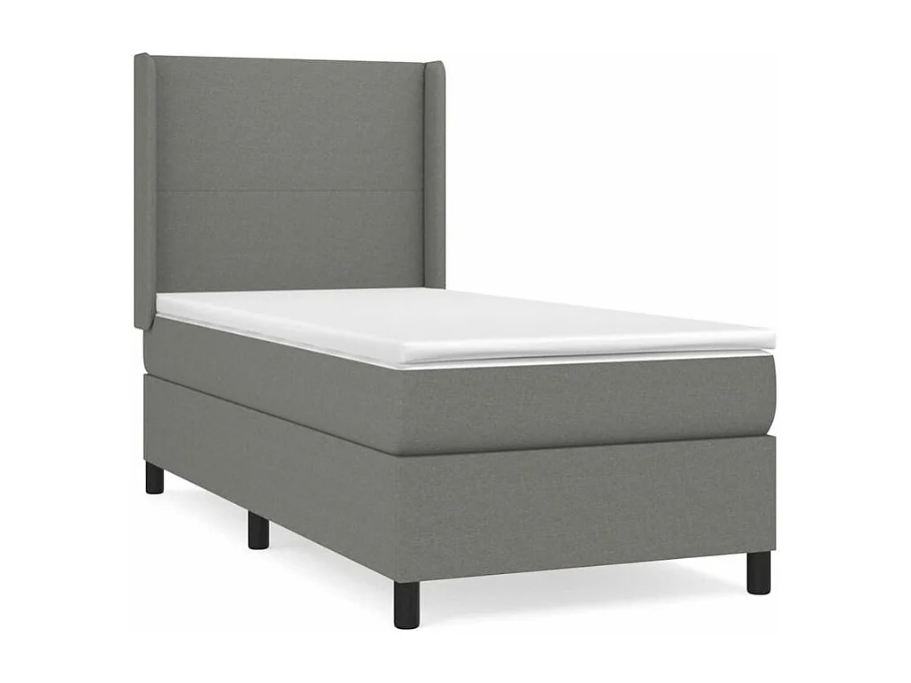 Sommier à lattes de lit avec matelas Gris foncé 100x200 Tissu