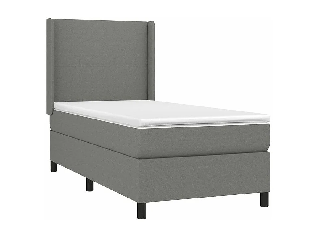 Sommier à lattes de lit avec matelas Gris foncé 100x200 Tissu