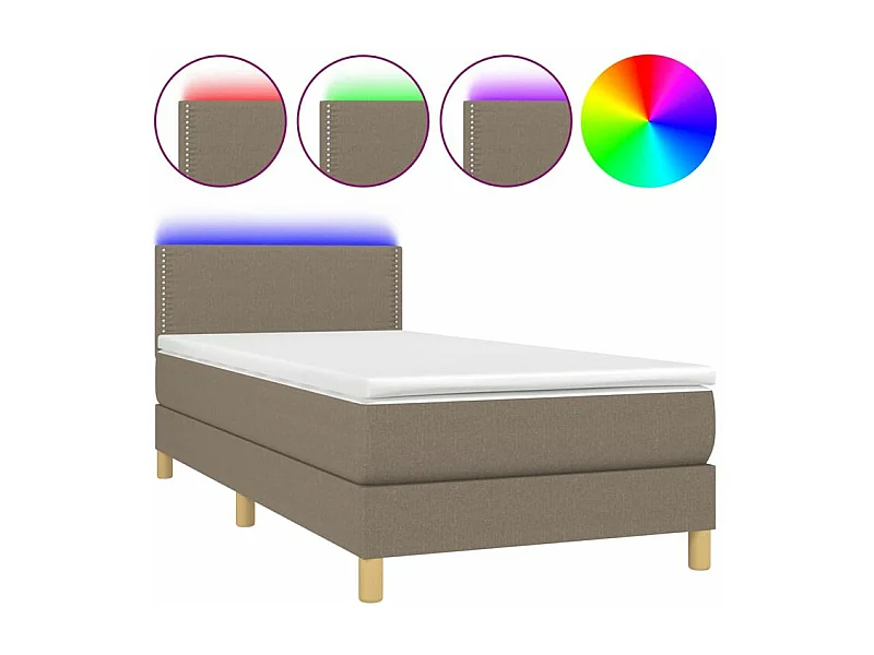 Sommier à lattes de lit avec matelas LED Taupe 90x200 Tissu