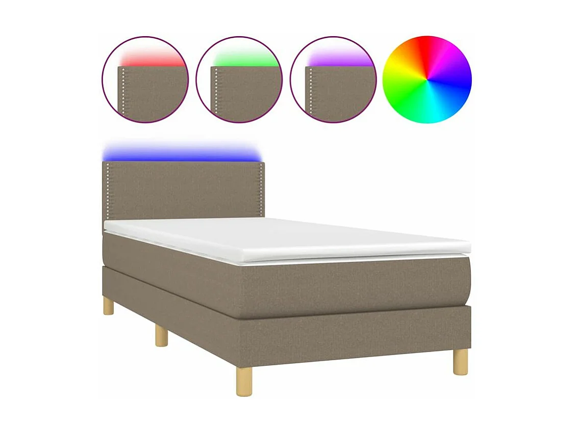 Sommier à lattes de lit avec matelas LED Taupe 90x200 Tissu