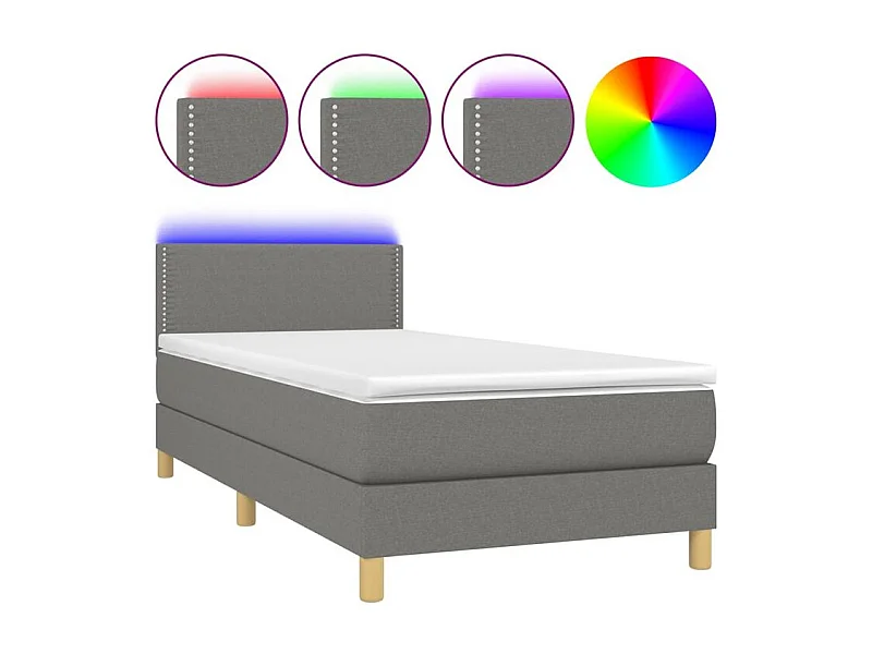 Sommier à lattes de lit avec matelas et LED Gris foncé 80x200