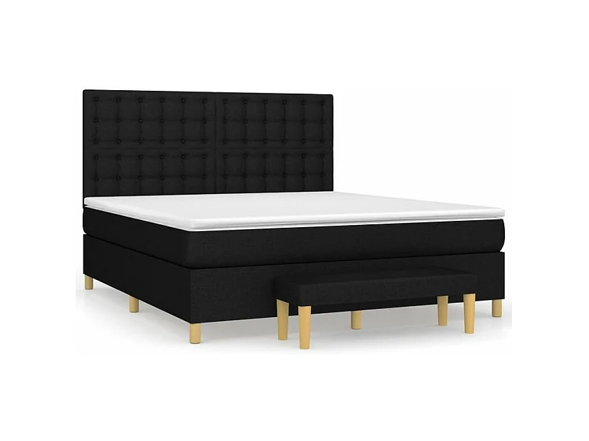 Sommier à lattes de lit avec matelas Noir 160x200 Tissu