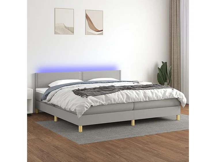 Sommier à lattes de lit matelas LED Gris clair 200x200 Tissu