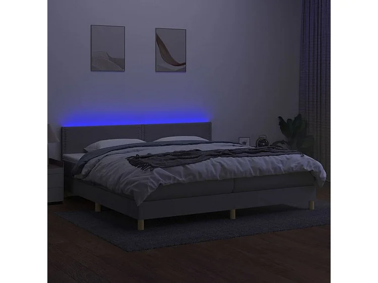 Sommier à lattes de lit matelas LED Gris clair 200x200 Tissu