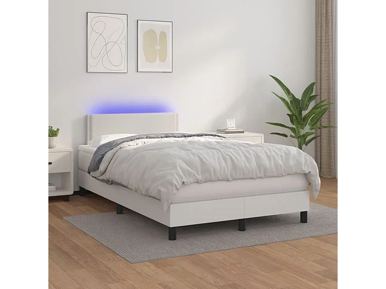 Sommier à lattes de lit avec matelas et LED Blanc 120x200