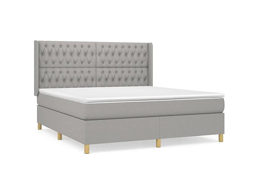 Sommier à lattes de lit avec matelas Gris clair 180x200 Tissu