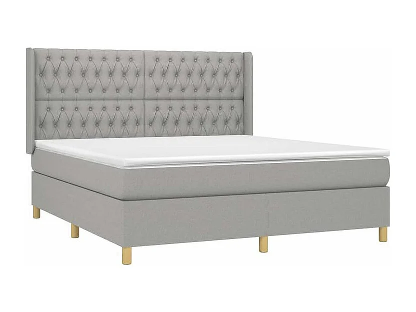 Sommier à lattes de lit avec matelas Gris clair 180x200 Tissu