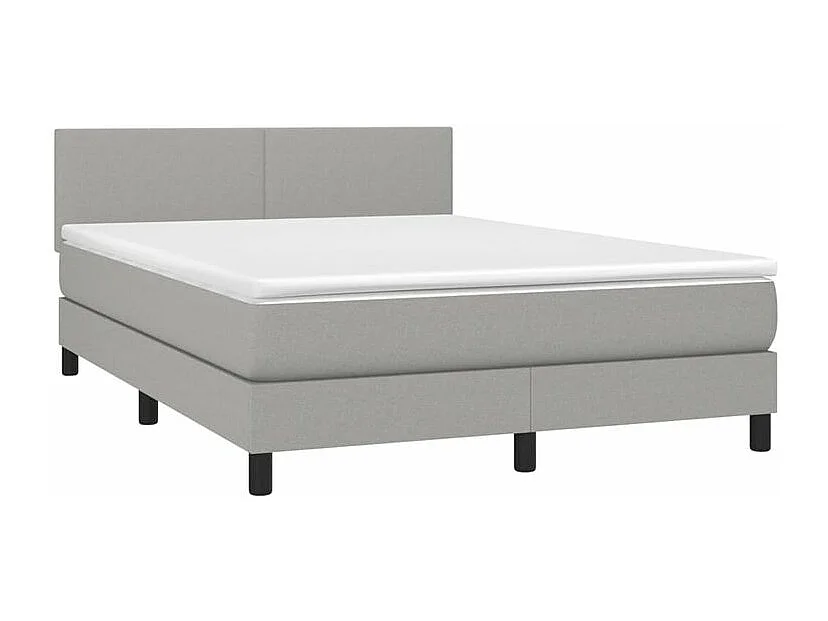 Sommier à lattes de lit et matelas et LED Gris clair 140x200