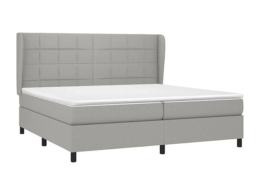 Sommier à lattes de lit avec matelas Gris clair 200x200 Tissu