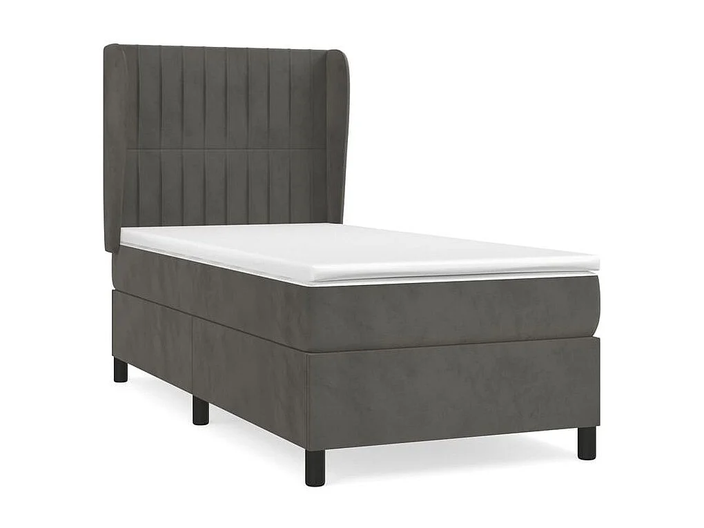 Sommier à lattes de lit et matelas Gris foncé 80x200 Velours