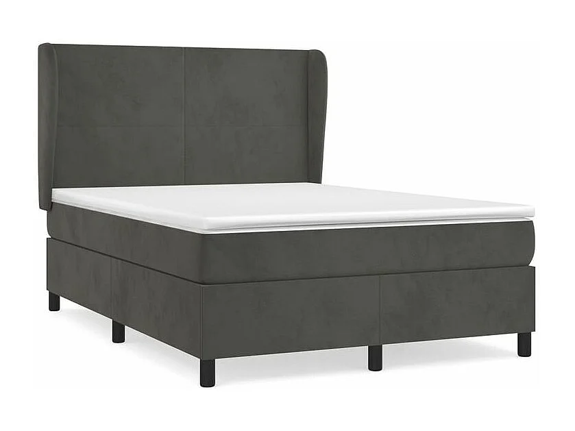 Sommier à lattes de lit et matelas Gris foncé 140x190 Velours