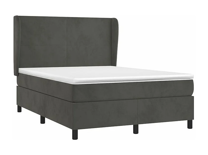 Sommier à lattes de lit et matelas Gris foncé 140x190 Velours