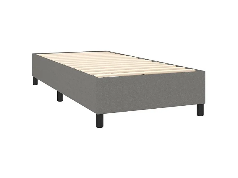 Sommier à lattes de lit avec matelas Gris foncé 100x200 Tissu
