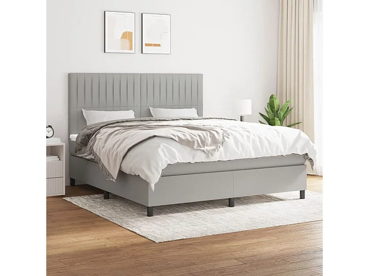 Sommier à lattes de lit avec matelas Gris clair 180x200 Tissu