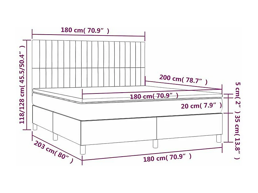 Sommier à lattes de lit avec matelas Gris clair 180x200 Tissu