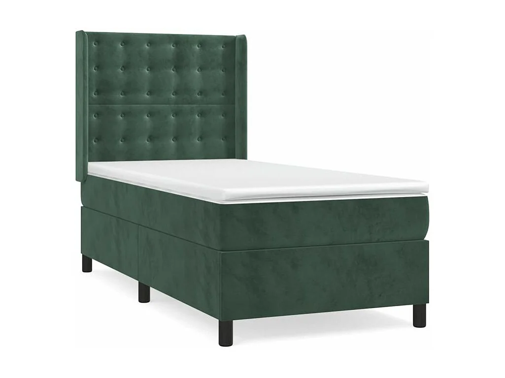 Sommier à lattes de lit avec matelas Vert foncé 90x190