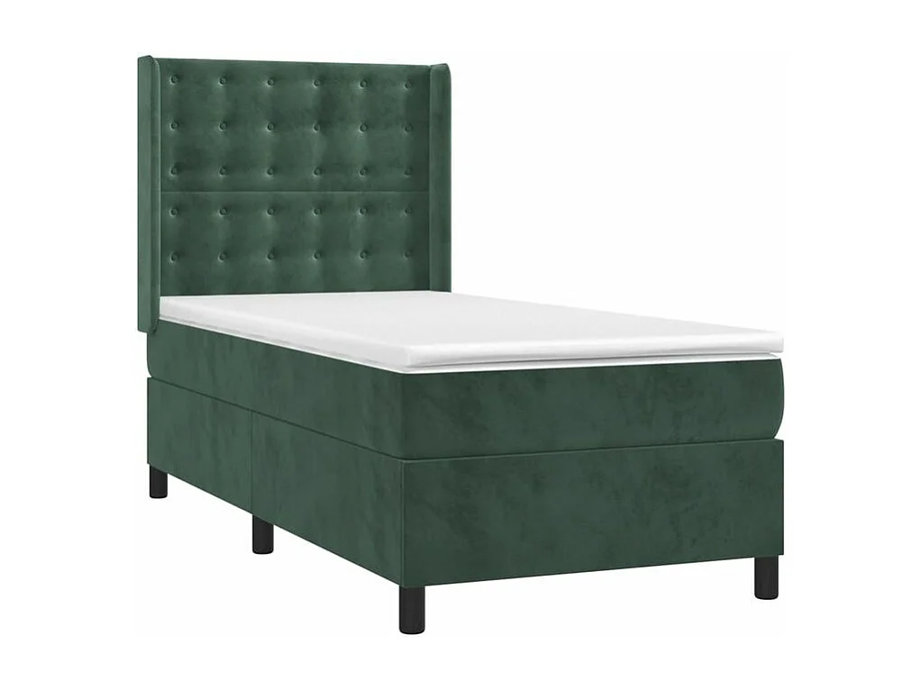 Sommier à lattes de lit avec matelas Vert foncé 90x190