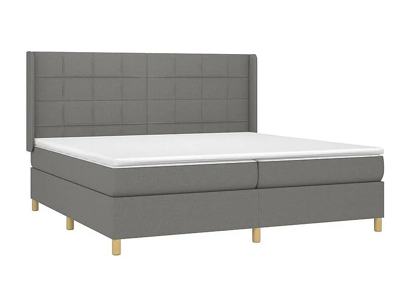 Sommier à lattes de lit avec matelas Gris foncé 200x200 Tissu