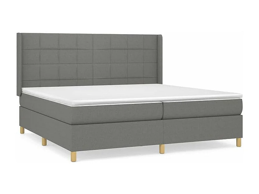 Sommier à lattes de lit avec matelas Gris foncé 200x200 Tissu