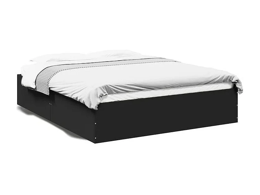 Cadre de lit noir 150x200 bois d'ingénierie