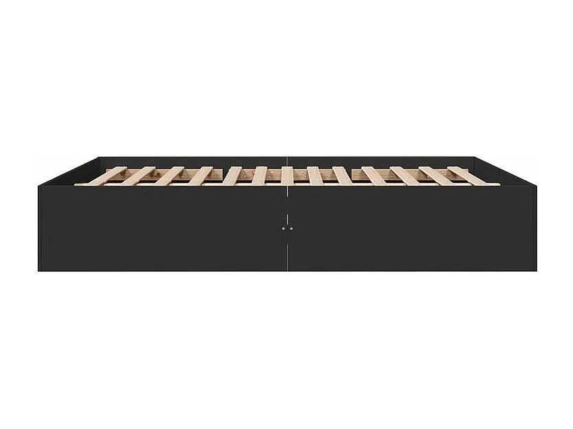 Cadre de lit noir 150x200 bois d'ingénierie
