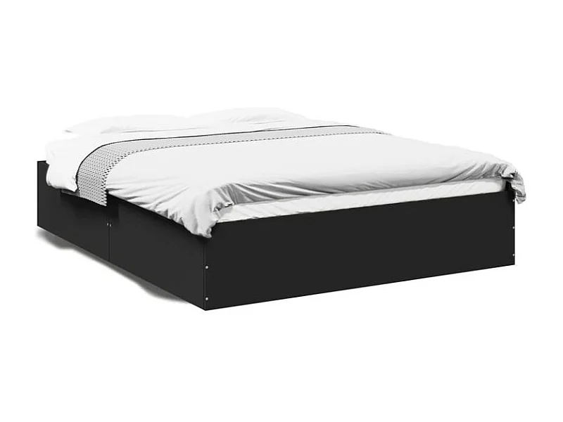 Cadre de lit noir 150x200 bois d'ingénierie