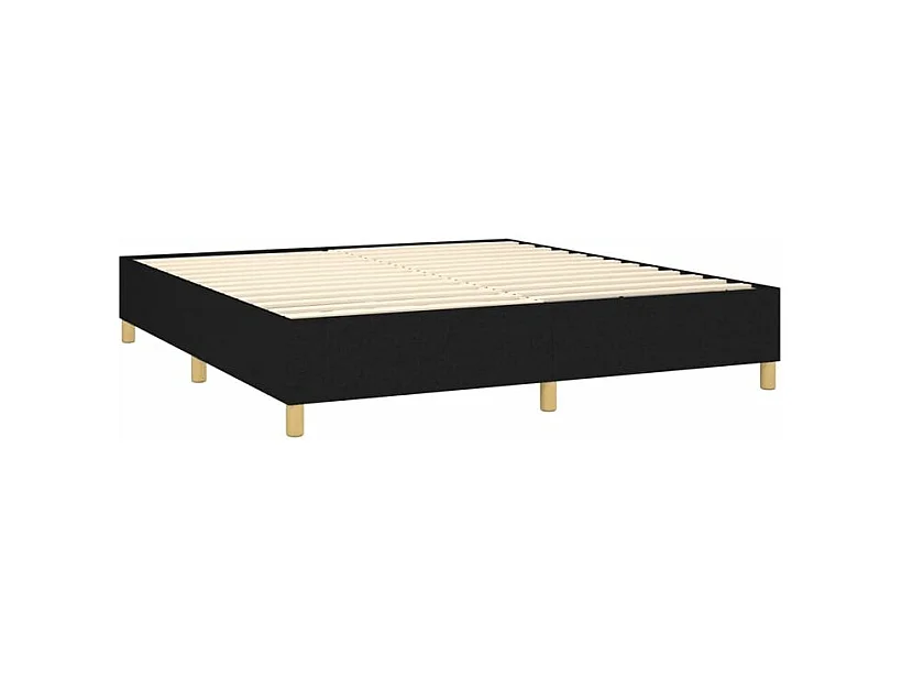 Sommier à lattes de lit et matelas et LED Noir 160x200 Tissu