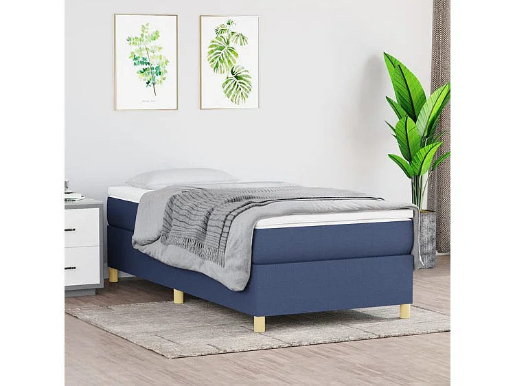 Sommier à lattes de lit avec matelas Bleu 90x200 Tissu