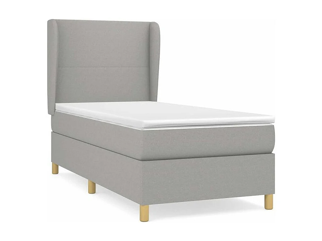 Sommier à lattes de lit avec matelas Gris clair 100x200 Tissu