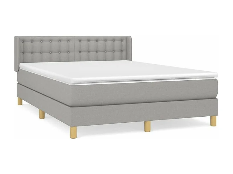 Sommier à lattes de lit avec matelas Gris clair 140x200 Tissu