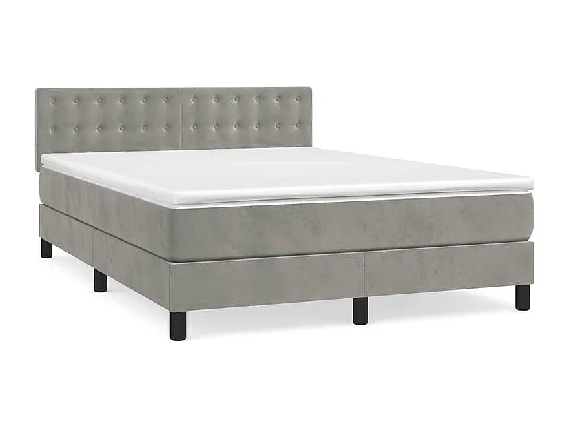 Sommier à lattes de lit et matelas Gris clair 140x200 Velours