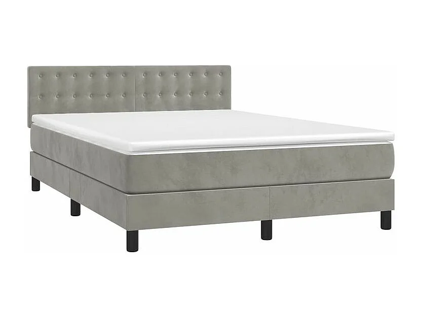 Sommier à lattes de lit et matelas Gris clair 140x200 Velours