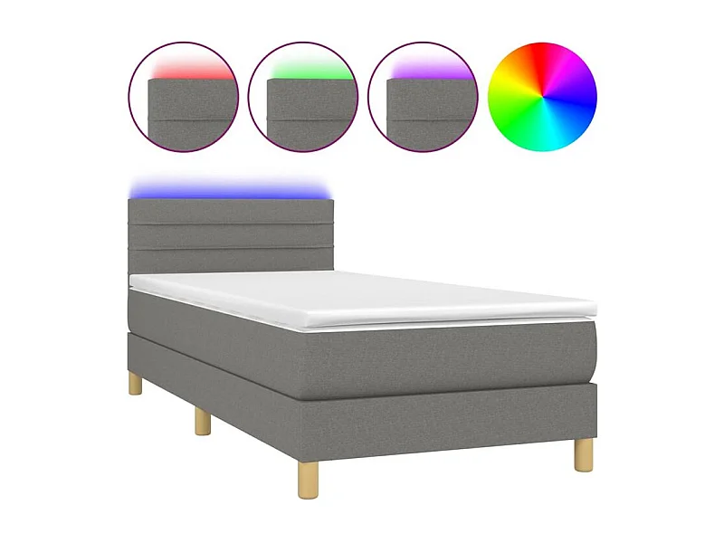 Sommier à lattes de lit avec matelas et LED Gris foncé 80x200