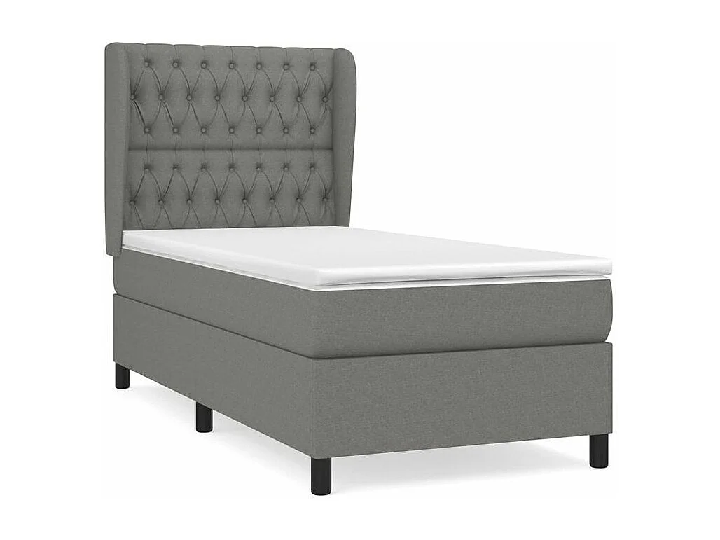Sommier à lattes de lit avec matelas Gris foncé 90x200 Tissu