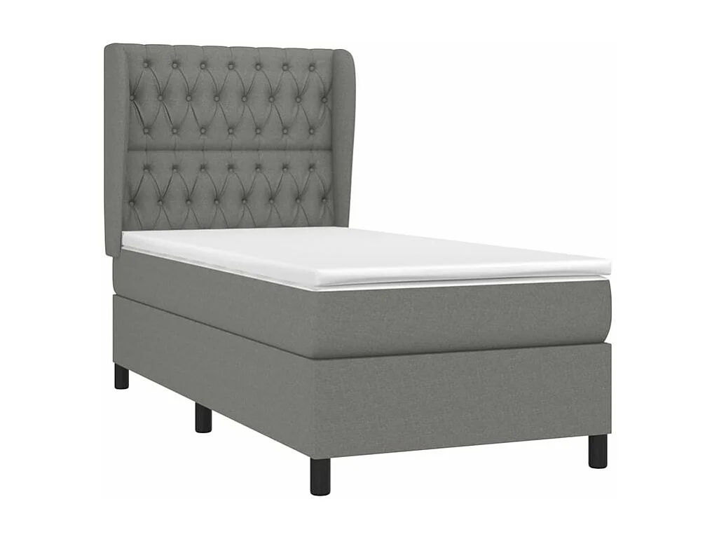 Sommier à lattes de lit avec matelas Gris foncé 90x200 Tissu