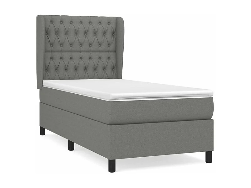 Sommier à lattes de lit avec matelas Gris foncé 90x200 Tissu