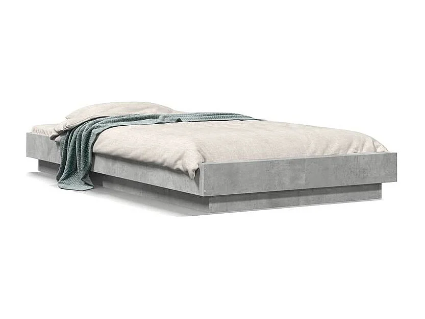 Cadre de lit avec lumières LED gris béton 75x190