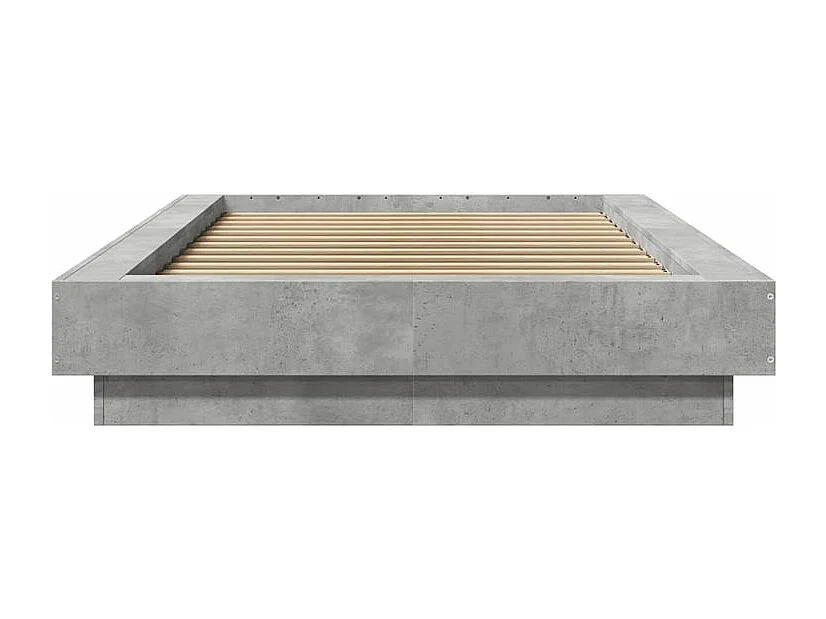 Cadre de lit avec lumières LED gris béton 75x190
