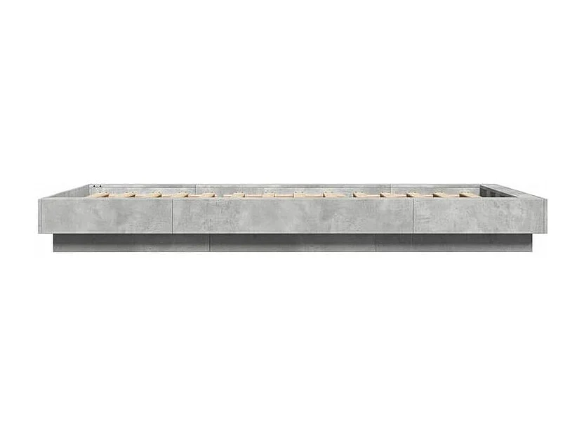 Cadre de lit avec lumières LED gris béton 75x190