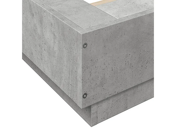 Cadre de lit avec lumières LED gris béton 75x190